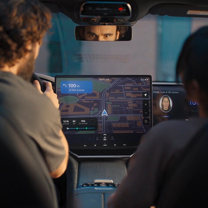 A scene where LG AI sets the destination inside a car.