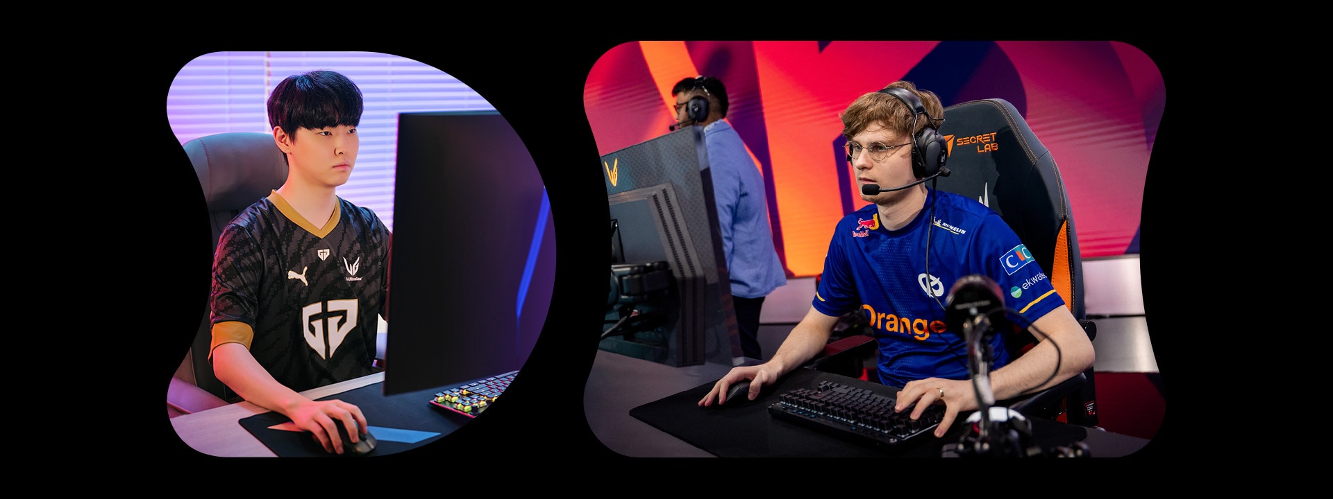Two gamers sat playing at the LEC event