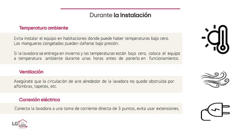 Guía de instalación lavadora