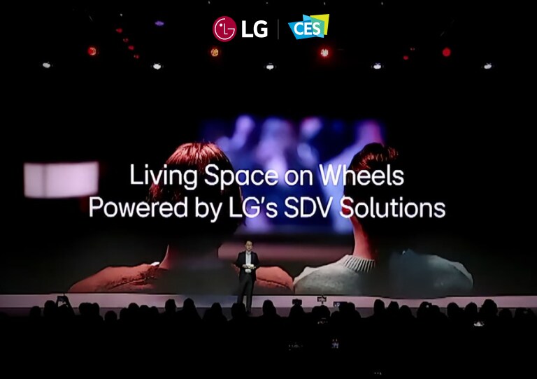 LG CES 2024 promotional image with LG objects in the background